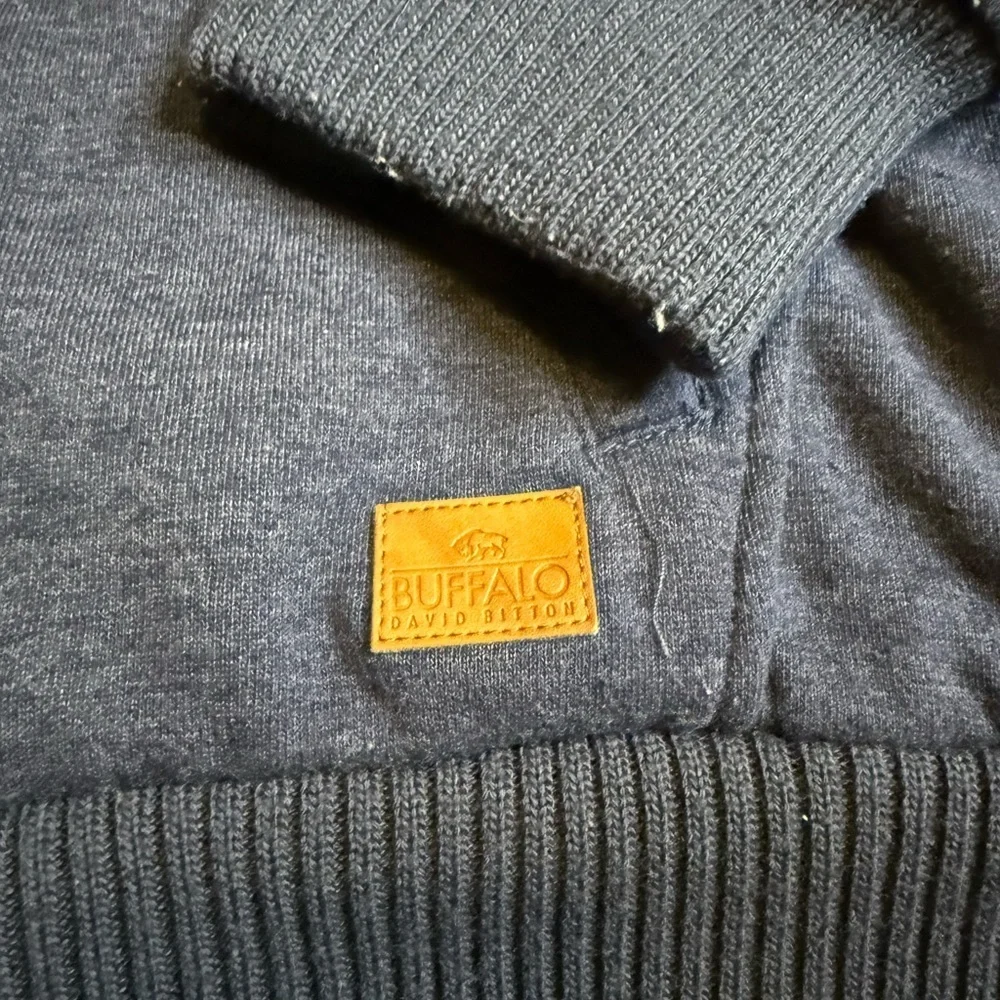 Buffalo David Bitton Blue Zip Up Sweater Knit Casual